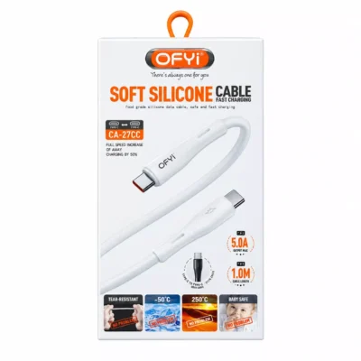 کابل OFYI CA-27CC با روکش سیلیکونی سفید و طول یک متر
