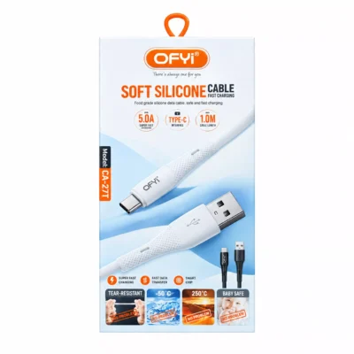 کابل OFYI CA-27T با اتصال USB به Type-C و روکش سیلیکونی سفید